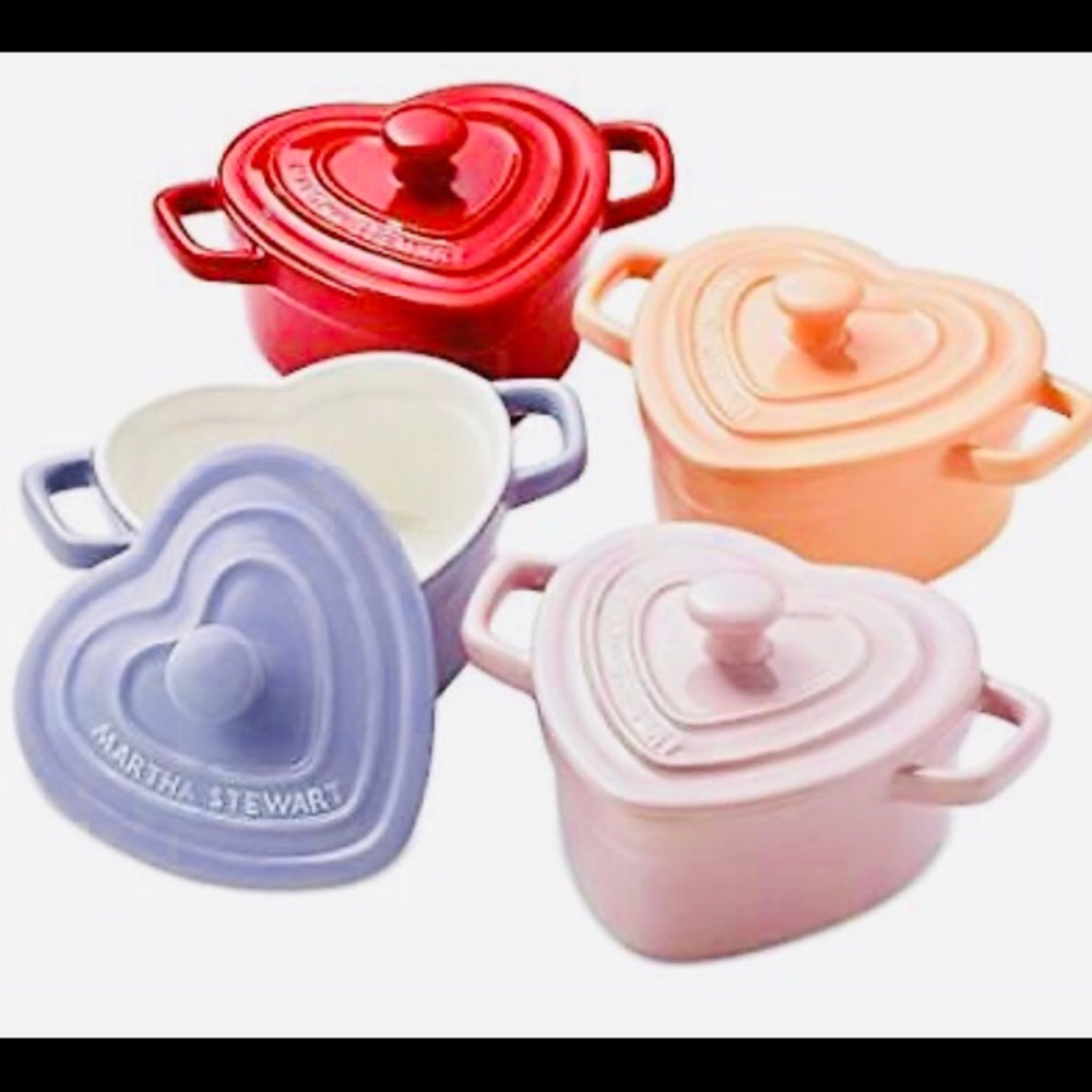 ❤️🆕MARTHA STEWART COLLECTION 4-pc Heart Cocottes - Picture 7 of 9